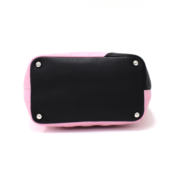 Chanel Cambon Line Medium Tote Handbag Calfskin Leather Coco Mark Pink Black - Picture 4 of 8